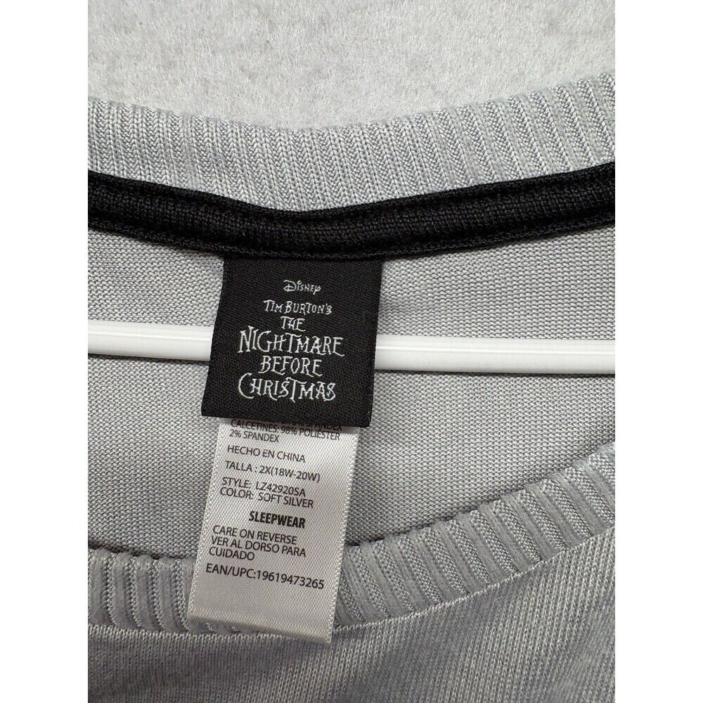 Disney pajama set Nightmare Before Christmas Gray Black 2XL Plus Size 18-20W - Picture 3 of 6